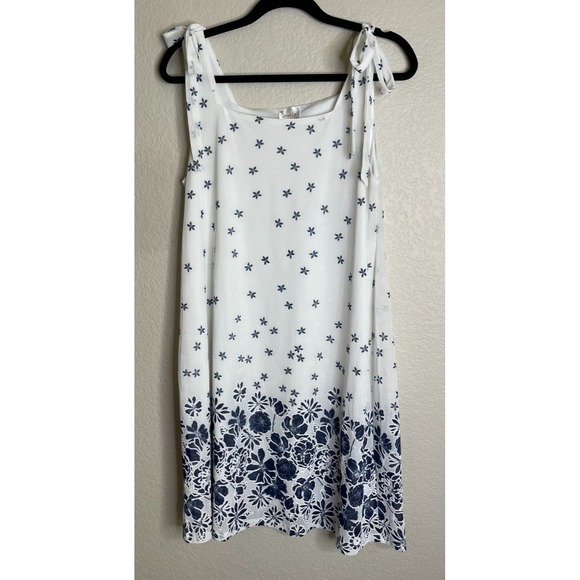 Siren Lily Dresses & Skirts - Siren Lily Womens Size Large Blue White Floral‎ Dress Midi Travel Boho Resort